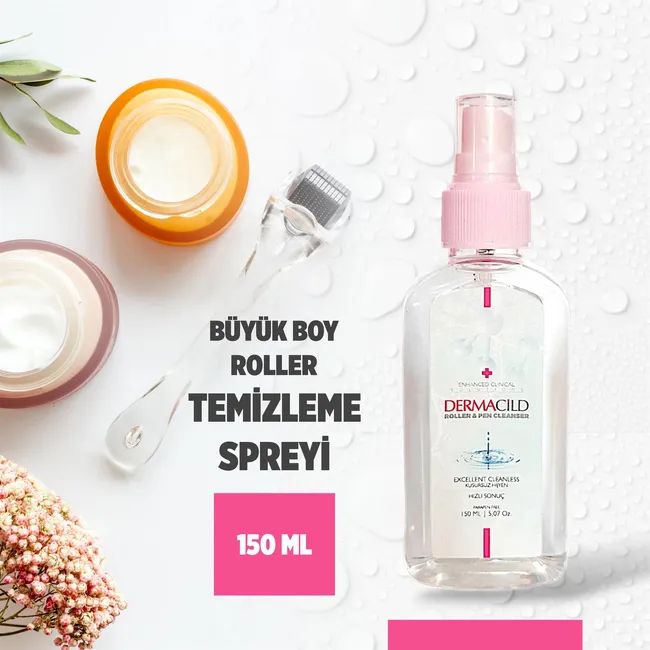 DERMACiLD TEMİZLEME SPREYİ | EK TEMİZLEME SPREYİ 150 ML | DERMAROLLER VE DERMAPEN BAŞLIĞI İÇİN!