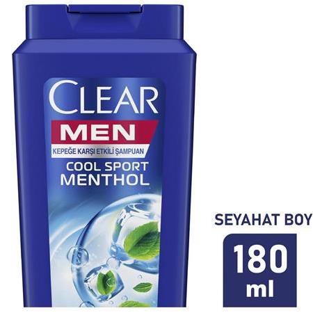 CLEAR MEN | COOL SPORT MENTHOL | FERAHLATICI MENTOL ETKİSİ | 180ML | SIVI JEL FORMÜL - SEYAHAT BOY