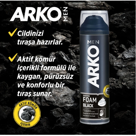 ARKO MEN SHAVING FOAM BLACK | ARKO MEN BLACK TIRAŞ KÖPÜĞÜ | 200 ML