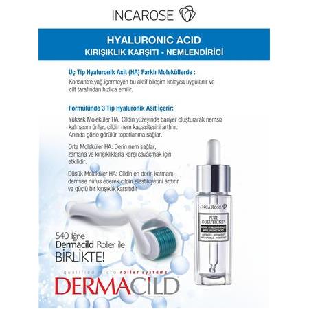 DERMACİLD 540 İĞNE TİTANYUM ROLLER + 1 ADET INCAROSE PURE/SAF SERUM 15ML | Temizleme Spreyi Hediye!