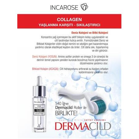 DERMACİLD 540 İĞNE TİTANYUM ROLLER + 1 ADET INCAROSE PURE/SAF SERUM 15ML | Temizleme Spreyi Hediye!