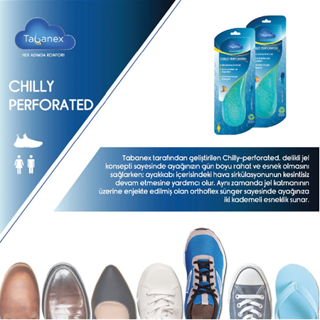 TABANEX CHILLY PERFORATED JEL TABANLIK | 40-46 Numara Ayarlanabilir | 3 Kademe Ayakkabı Tabanı ERKEK