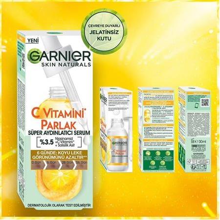 GARNIER C VİTAMİNİ PARLAK SÜPER AYDINLATICI CİLT BAKIM SERUMU | 30 ML | VEGAN FORMÜL