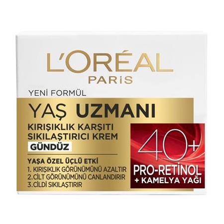 L'OREAL PARİS YAŞ UZMANI KIRIŞIKLIK KARŞITI SIKILAŞTIRICI KREM GÜNDÜZ | 40+ PRO-RETINOL+KAMELYA YAĞI